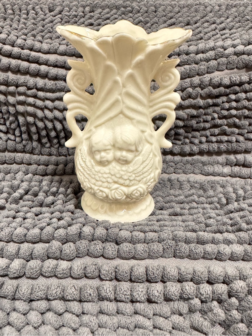 Vintage Cream Cherub Vase Planter Romantic Cottagecore Decor